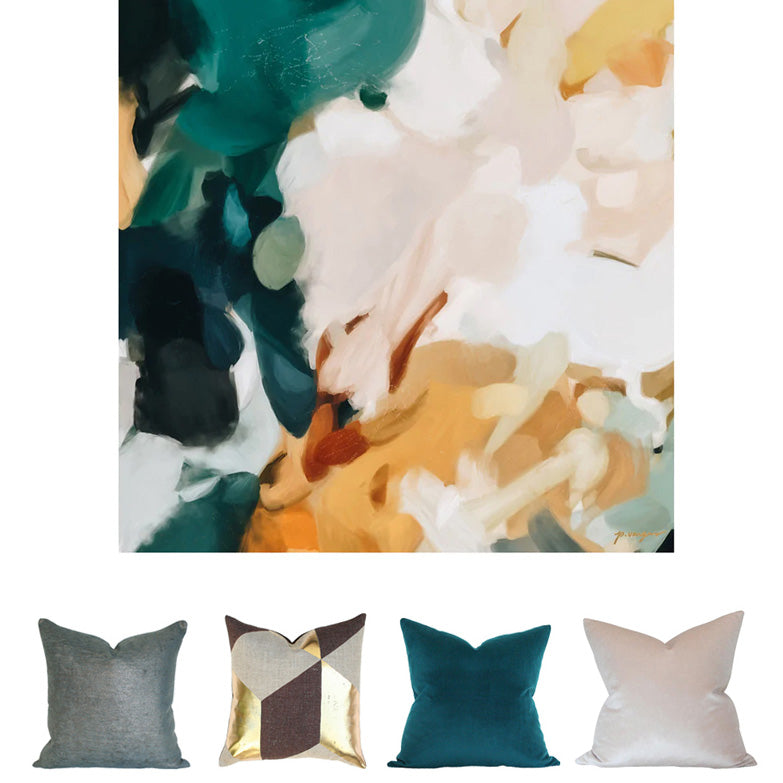3 Art and Pillow Combinations - Featuring Parima Studio