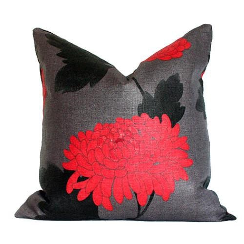 Wilde Chrysanthemum Red Custom Designer Pillow | Arianna Belle 
