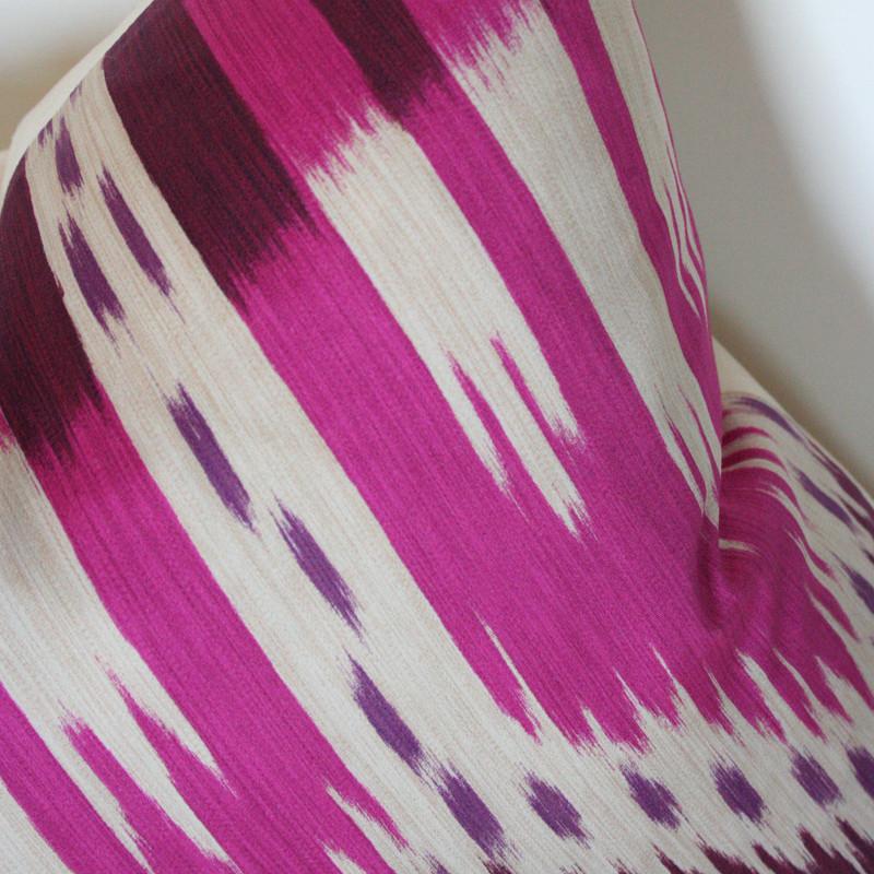 Bukhara Ikat Fuchsia Custom Designer Cushion detailed view | Arianna Belle 