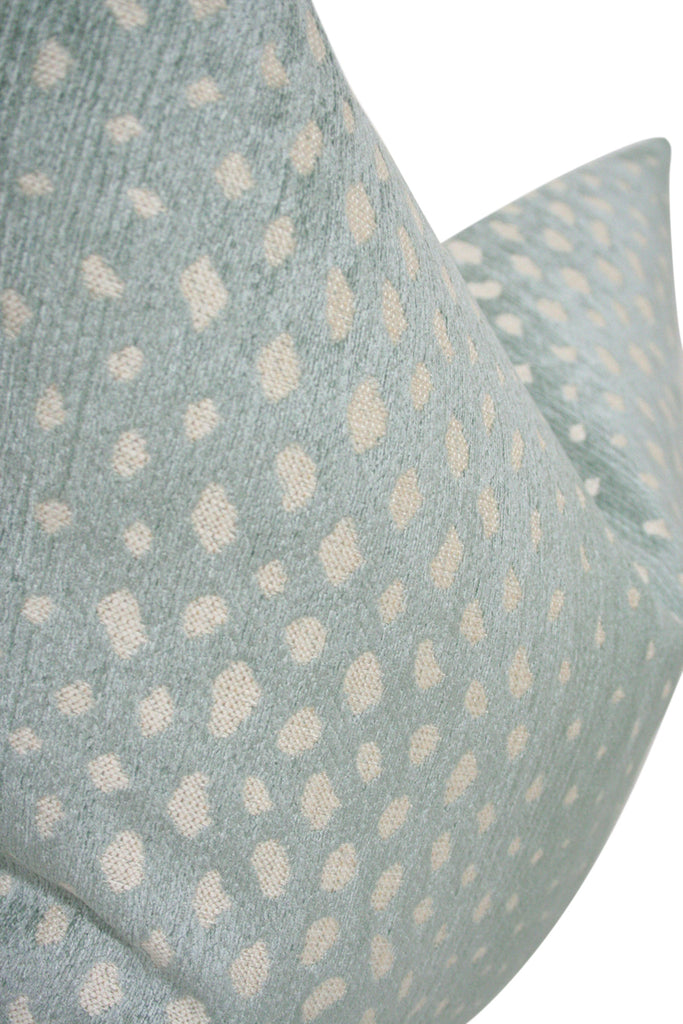 Spotted Muted Aqua Luxury Designer Pillow | Arianna Belle Shop | side view