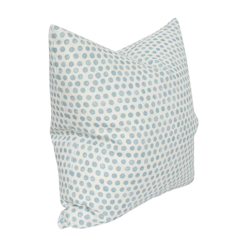 Tika Dot Sky Blue designer pillow from Arianna Belle Shop | side view
