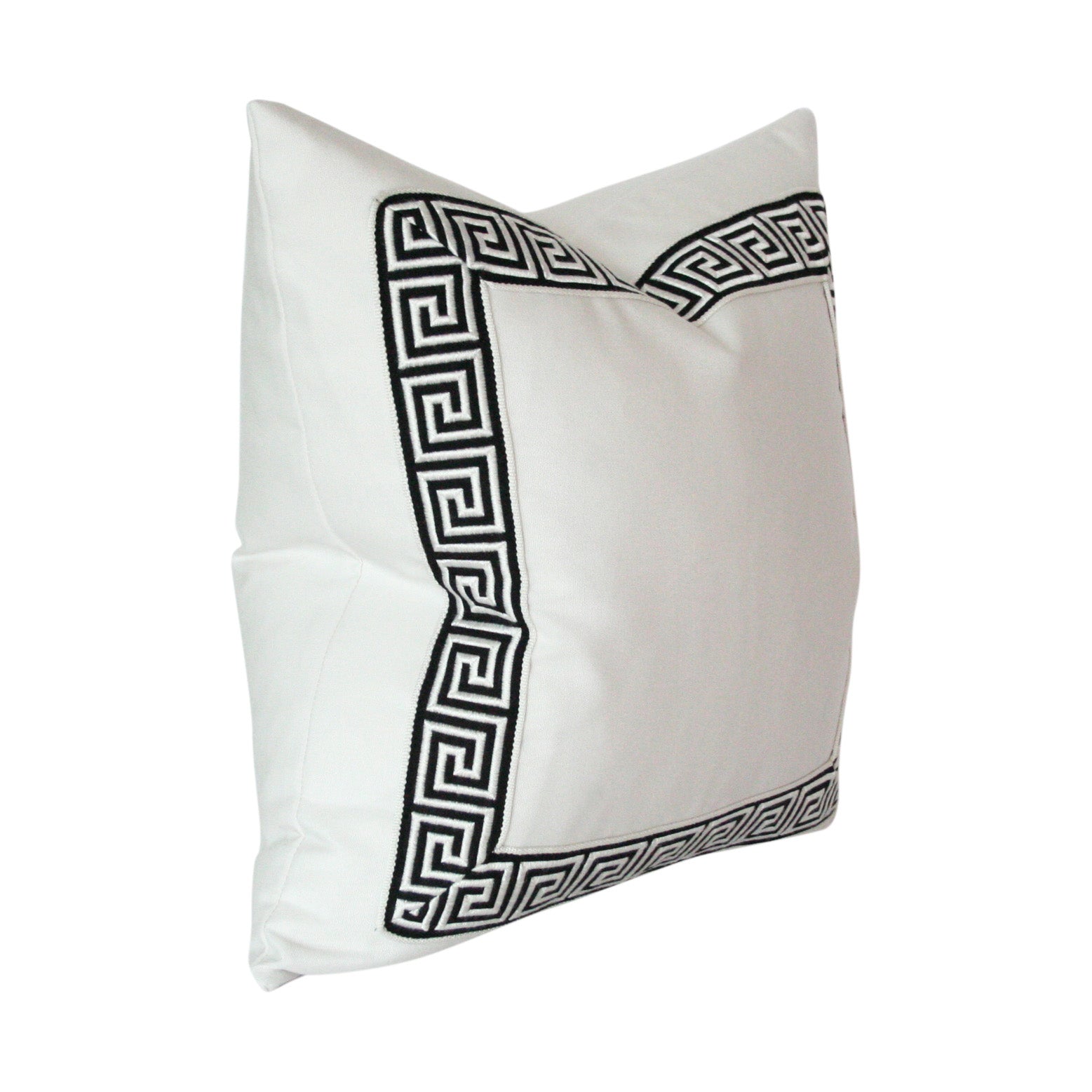 White with Black Greek Key Trim Designer Pillow – Arianna Belle