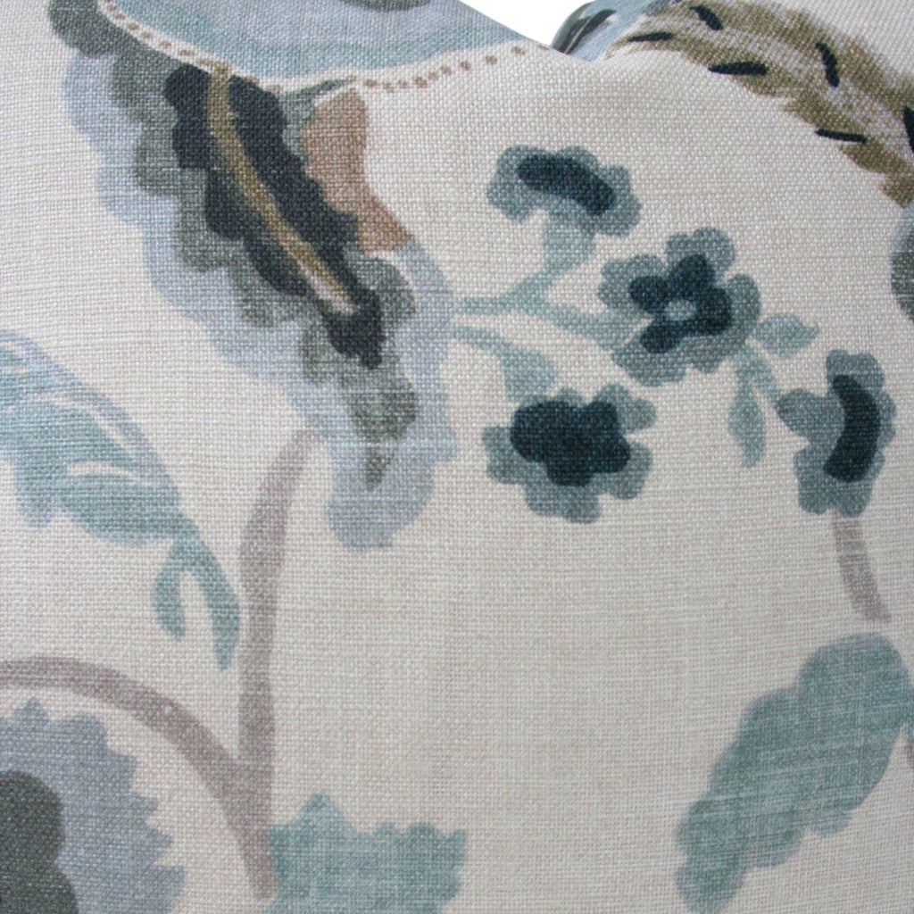 blue and grey floral luxury pillow cover - detailed view