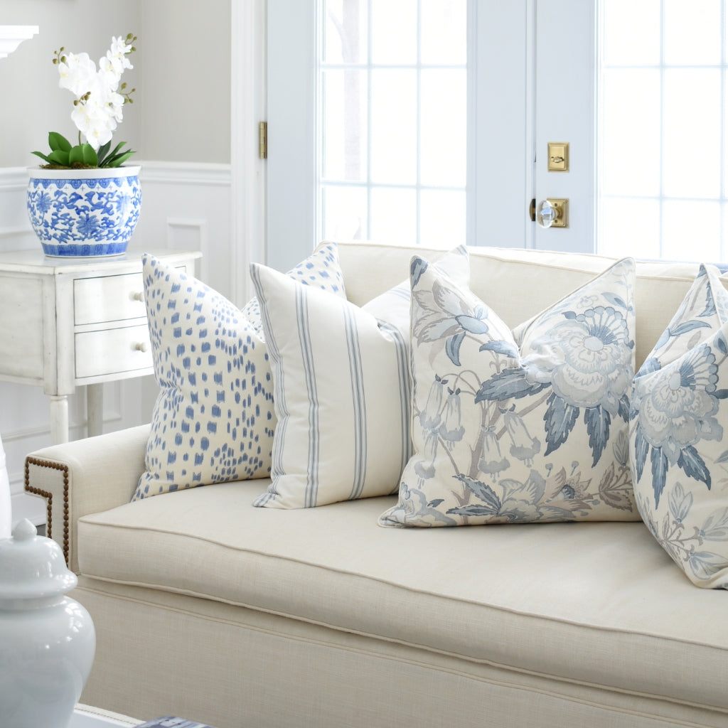 Mughal Flower Monsoon Blue and Green Designer Pillow – Arianna Belle