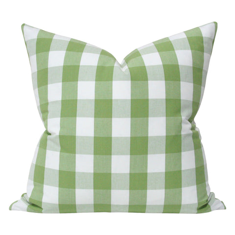 Buffalo Check Leaf Green Designer Pillow from Arianna Belle Shop | front view