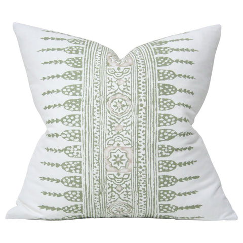 Javanese Stripe Green and White Designer Pillow from Arianna Belle Shop