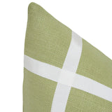 Leaf Green Linen with Off-White Ribbon Luxury Throw Pillow from Arianna Belle Shop - detailed view