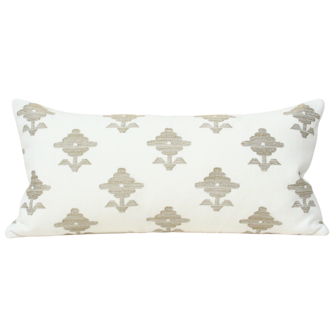 Rubia Embroidery Ivory Natural Luxury Designer Pillow by Arianna Belle ...