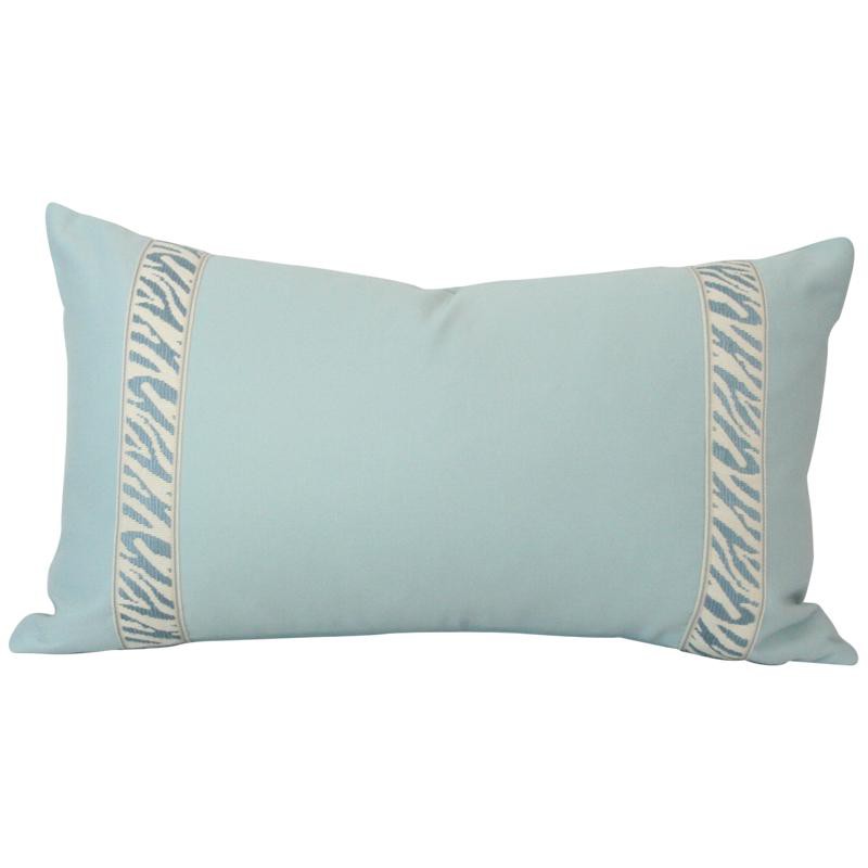 French Blue with Zebra Trim lumbar Custom Designer Pillow | Arianna Belle 