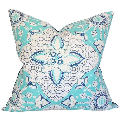 New Batik Turquoise & Navy Custom Designer Pillow | Arianna Belle 