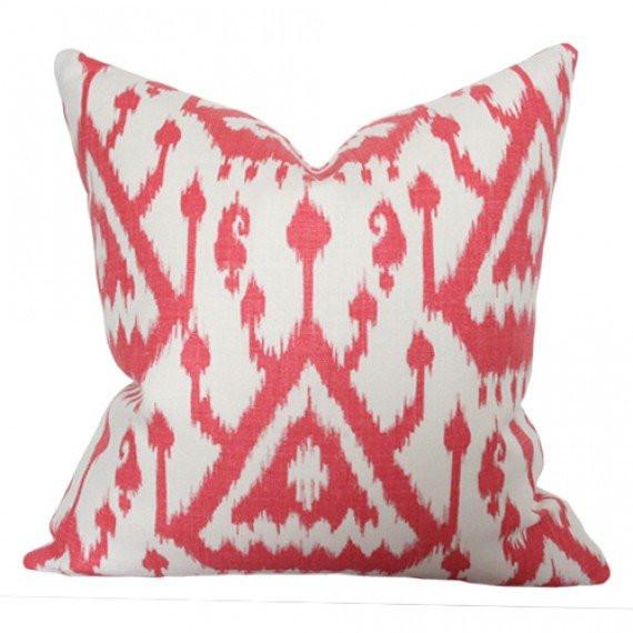 Vientiane Ikat Coral Custom Designer Pillow | Arianna Belle 