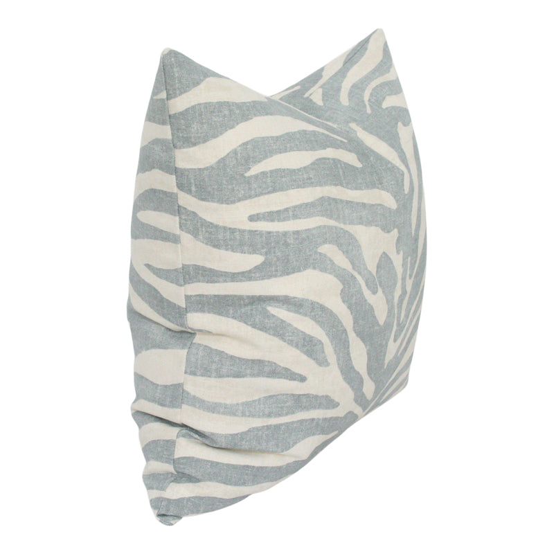 Zebra Linen Blue Decorative Pillow side view | Arianna Belle Shop