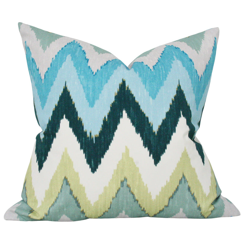 Adras Ikat Blue and Green Designer Pillow from Arianna Belle Shop 