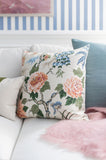 Anshun Paprika and Blue designer pillow from Arianna Belle | Jennifer Lake living room