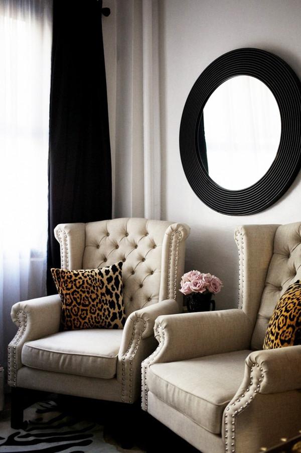 Leopard Velvet Custom Designer Pillow on chair | Arianna Belle 