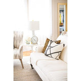 Channels Ebony & Ivory with Leopard Velvet Custom Designer Pillow on sofa | Arianna Belle 