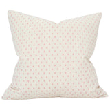 Barlow Blush Designer pillow from Arianna Belle Shop front view | blush small scale pattern with a cream background