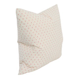 Barlow Blush decorative pillow from Arianna Belle Shop - side view | light pink small dot pattern with a light beige background