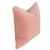 Blush Pink Velvet with Light Gold Piping Custom Designer Pillow side view | Arianna Belle 
