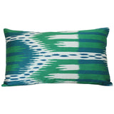 Bukhara Ikat Emerald & Peacock lumbar Custom Designer Pillow | Arianna Belle 