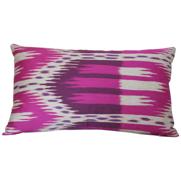 Bukhara Ikat Fuchsia lumbar Custom Designer Pillow | Arianna Belle 