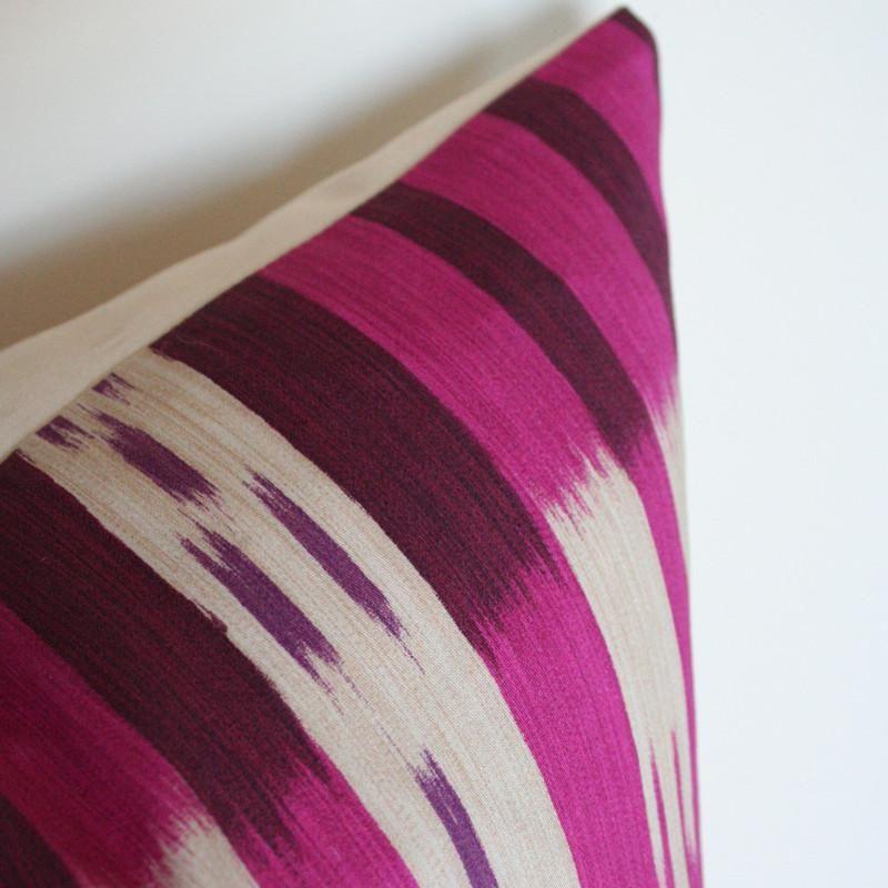 Bukhara Ikat Fuchsia Custom Designer Pillow detailed view | Arianna Belle 