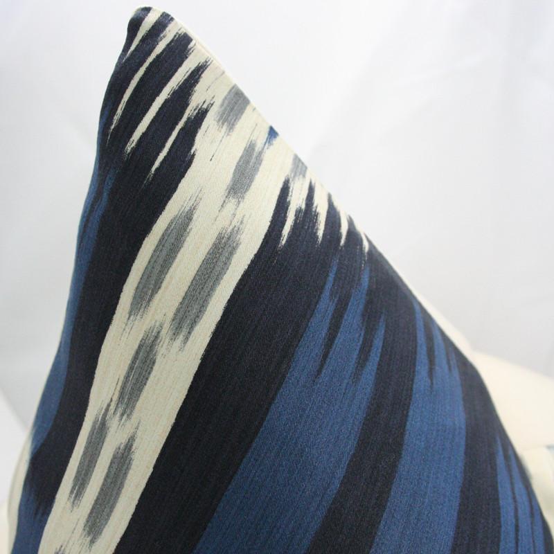 Bukhara Ikat Indigo Blue Custom Designer Pillow detailed view | Arianna Belle 