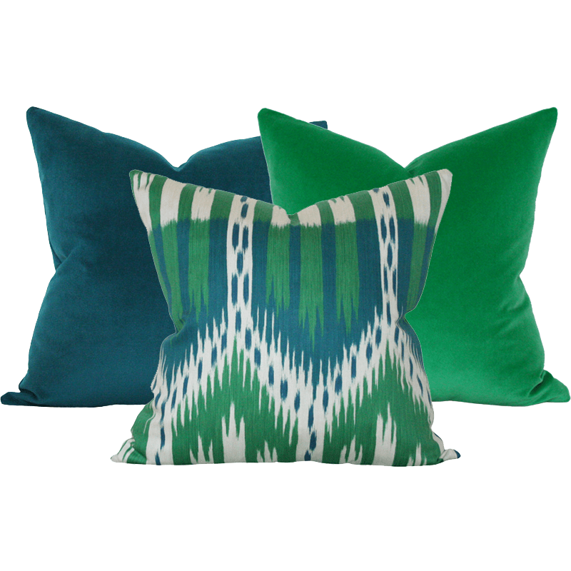 Velvet emerald green pillows sale