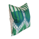 Bukhara Ikat Emerald & Peacock Custom Designer Pillow side view | Arianna Belle 