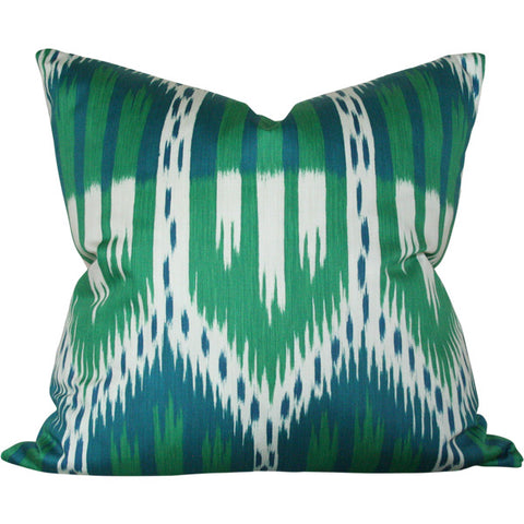 Bukhara Ikat Emerald & Peacock Custom Designer Pillow | Arianna Belle 