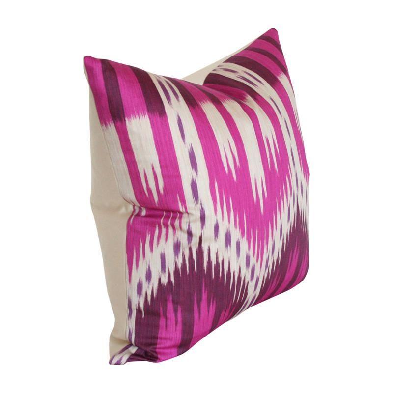 Bukhara Ikat Fuchsia Custom Designer Pillow side view | Arianna Belle 