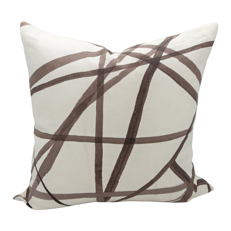 Channels Taupe Designer geometric patterned pillow