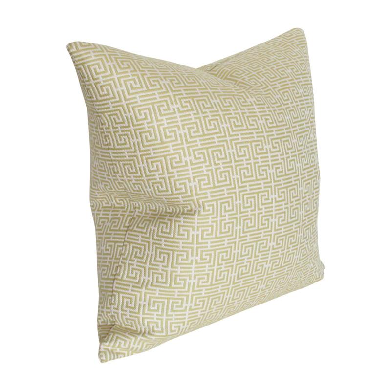 Chinois Fret Celadon & Ivory Custom Designer Pillow side view | Arianna Belle 