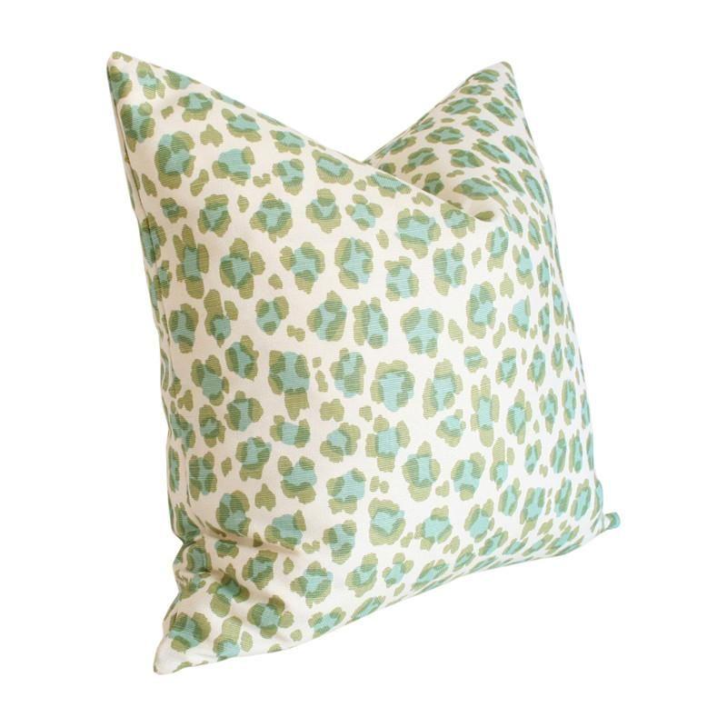 Conga Line Moss & Aqua Custom Designer Pillow side view | Arianna Belle 