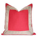 Coral with Greek Key Border Custom Designer Pillow | Arianna Belle 