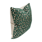 Emerald Green Cheetah Velvet Custom Designer Cushion side view | Arianna Belle 