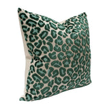 Emerald Green Cheetah Velvet Custom Designer Pillow side view | Arianna Belle 