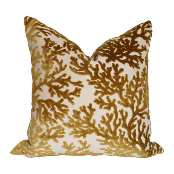 Chartreuse Cream Velvet Throw Pillow Cover