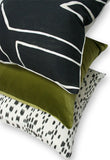 Graffito Onyx & Cream, Olive Green Velvet, Les Touches Black Custom Designer Pillow combo | Arianna Belle