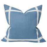 Hampton Blue Linen with Off-White Ribbon Luxury Throw Pillow from Arianna Belle Shop | front view