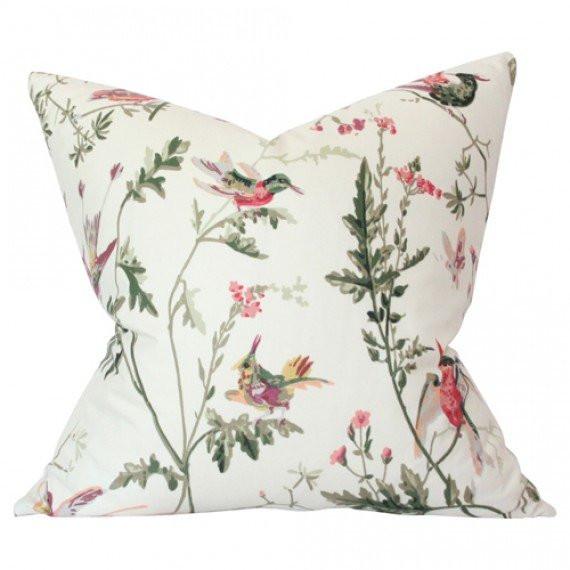 Hummingbirds Cream Custom Designer Pillow | Arianna Belle 