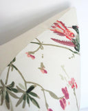 Hummingbirds Cream Custom Designer Pillow detailed view | Arianna Belle 