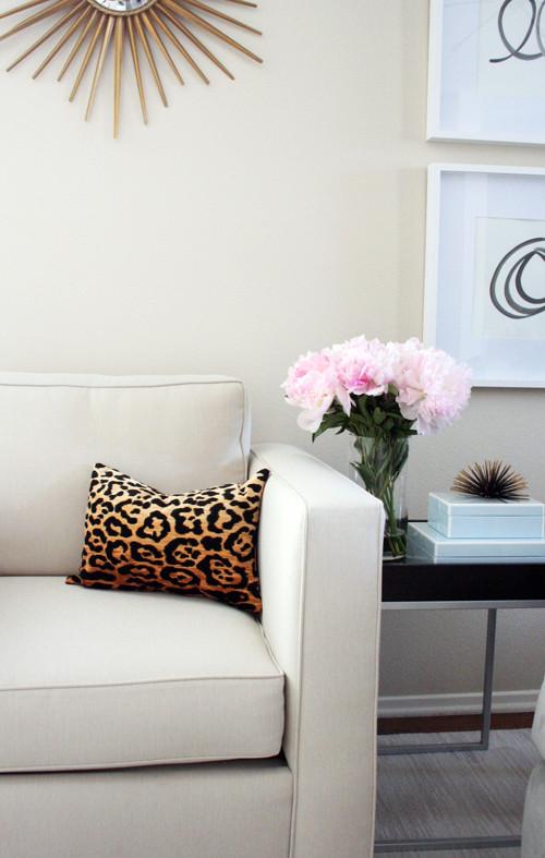 Leopard Velvet lumbar Custom Designer Pillow on couch | Arianna Belle 