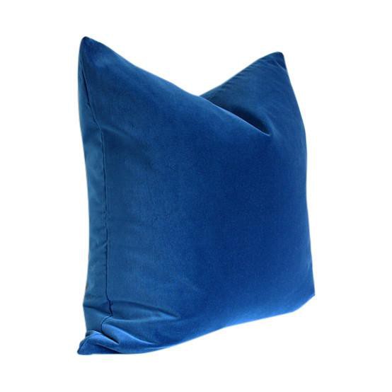 Marine Blue Velvet Custom Designer Pillow side view | Arianna Belle 