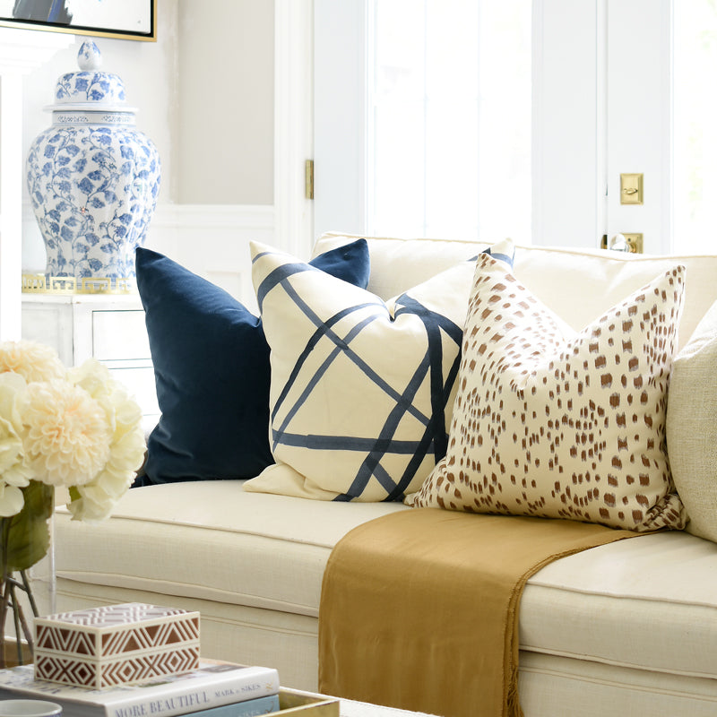 Decorative Pillows Navy Blue And Beige Pillows Thibaut Kismet