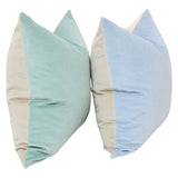 left: Ocean Velvet with Camel Velvet | right: Powder Blue Velvet with Camel Velvet
