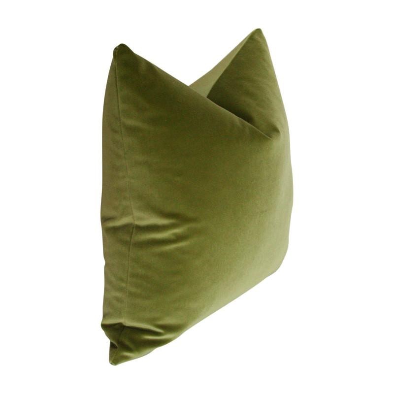 Dark Olive Green Velvet Custom Designer Pillow side view | Arianna Belle 
