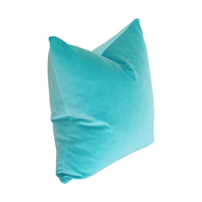 Turquoise Velvet Custom Designer Pillow side view | Arianna Belle 