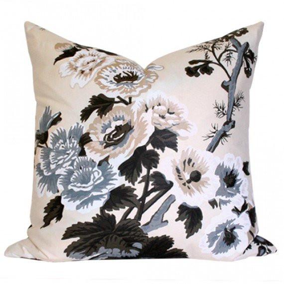 Pyne Hollyhock Charcoal Custom Designer Pillow | Arianna Belle 
