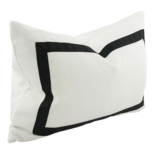 Solid White with Grosgrain Ribbon Border lumber Custom Designer Pillow side view | Arianna Belle 